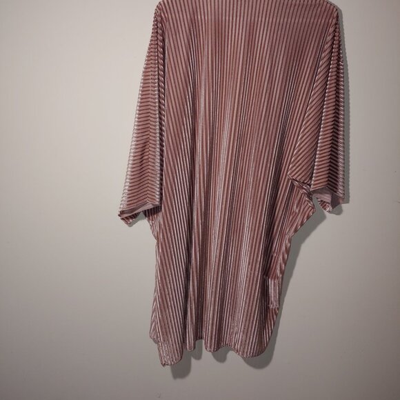 Alchemy Thread Boho Burnout Ribbed Velvet Kimono Open Front Cardigan Sz XL Mauve - Picture 6 of 8